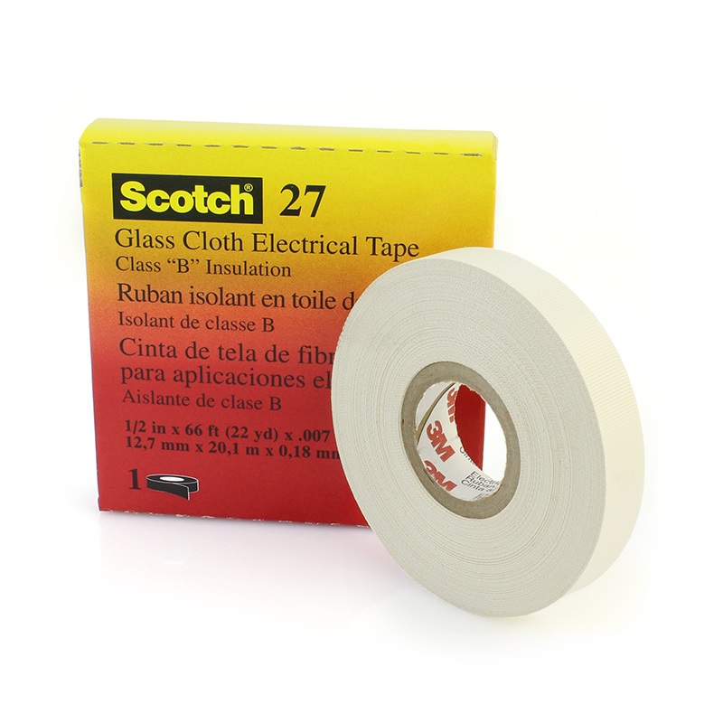 27 1/2" X 66' 7Mil White Glass Cloth Electrical Tape 50/Cs