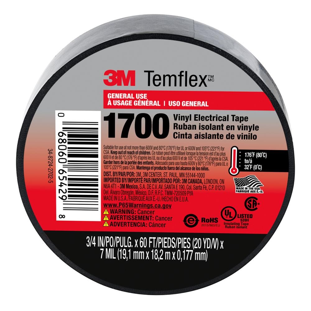 1700 Temflex 3/4" X 60' Vinyl Electrical Tape 100Rl/Cs