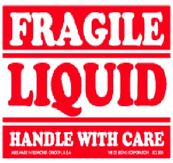 2-1/2 X 4" Handle W/Care Fragile Liquid Label 500/Rl