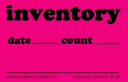 2-1/2 X 4" Inventory Fluorescent Pink Label 500/Rl