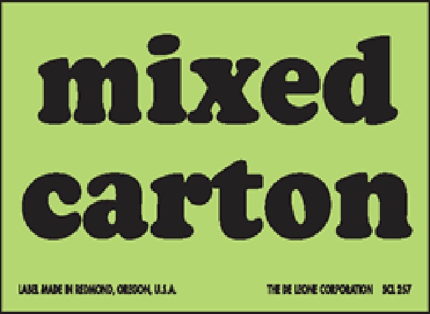 2 X 3" Mixed Carton Fluorescent Green Label 500/Rl
