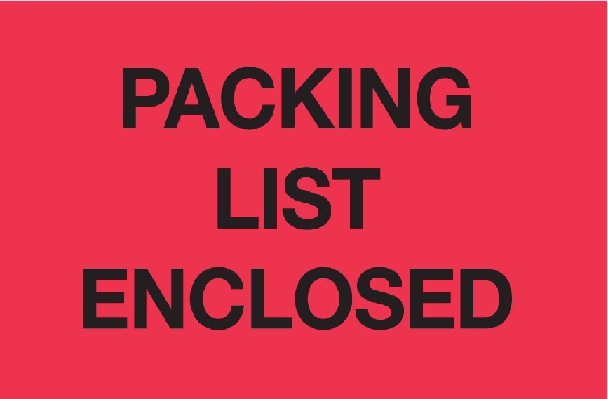 2 X 3" Packing List Enclosed Fluorescent Red Label 500/Rl